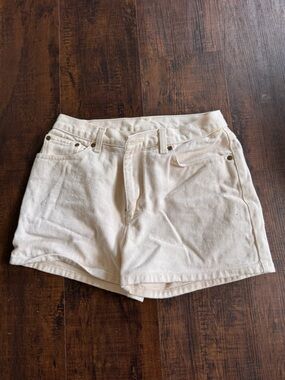 High-Rise Cream Denim Jean Shorts